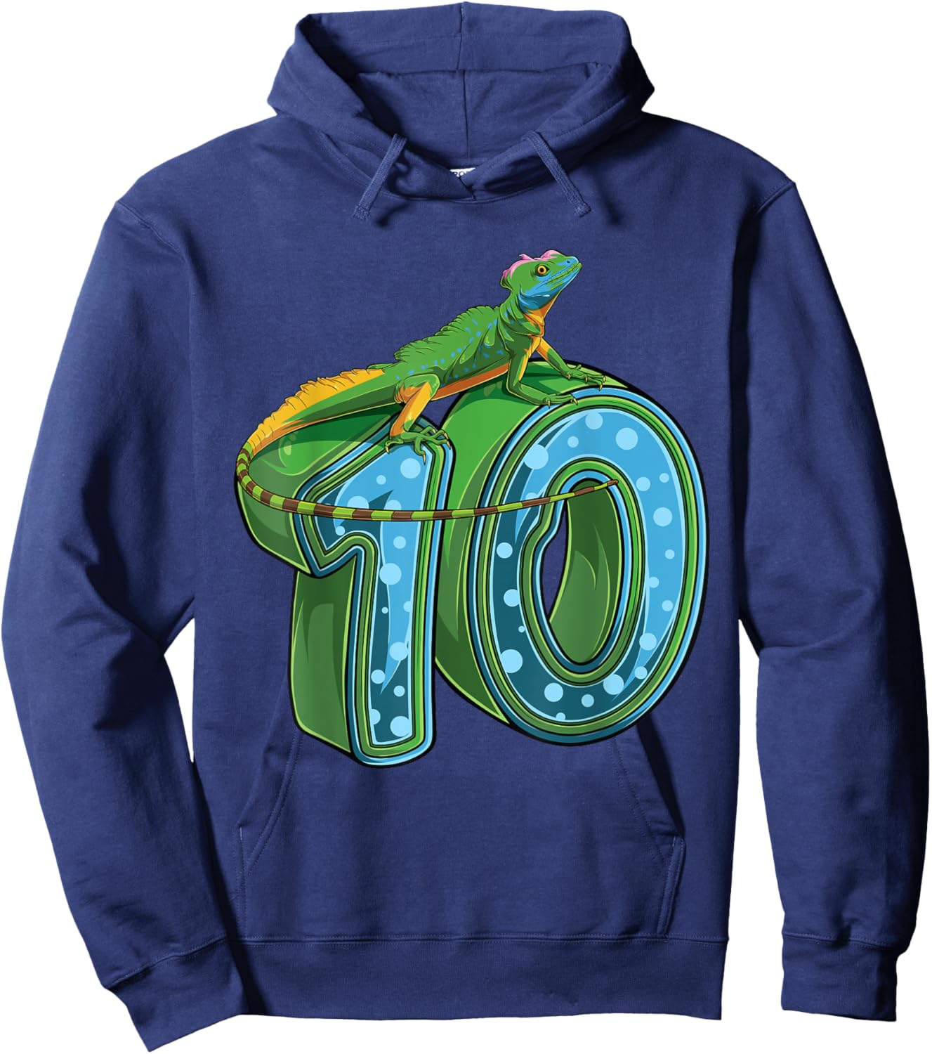 10 Year Old Lizard Reptile 10th Birthday Party B-day Hoodie - Hoodie | Navy