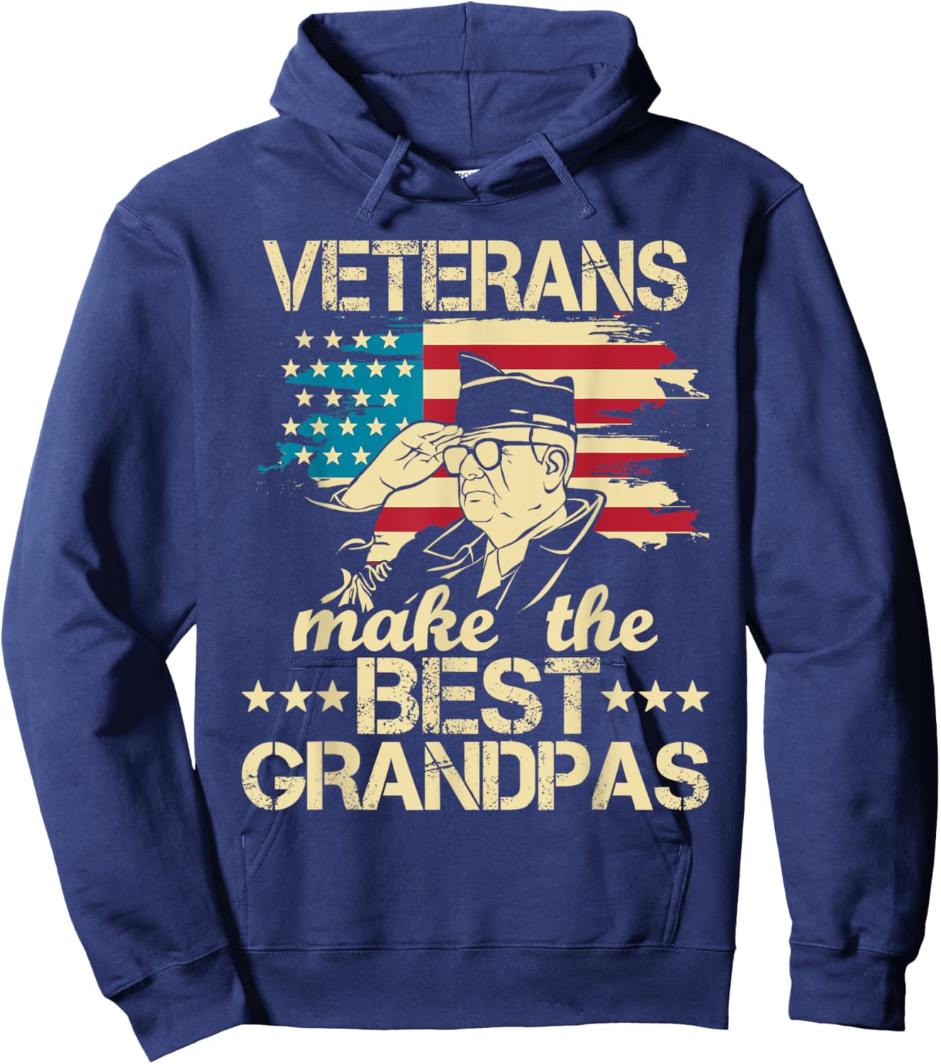 Veterans Make The Best Grandpas - Patriotic US Veteran Hoodie - Hoodie | Navy