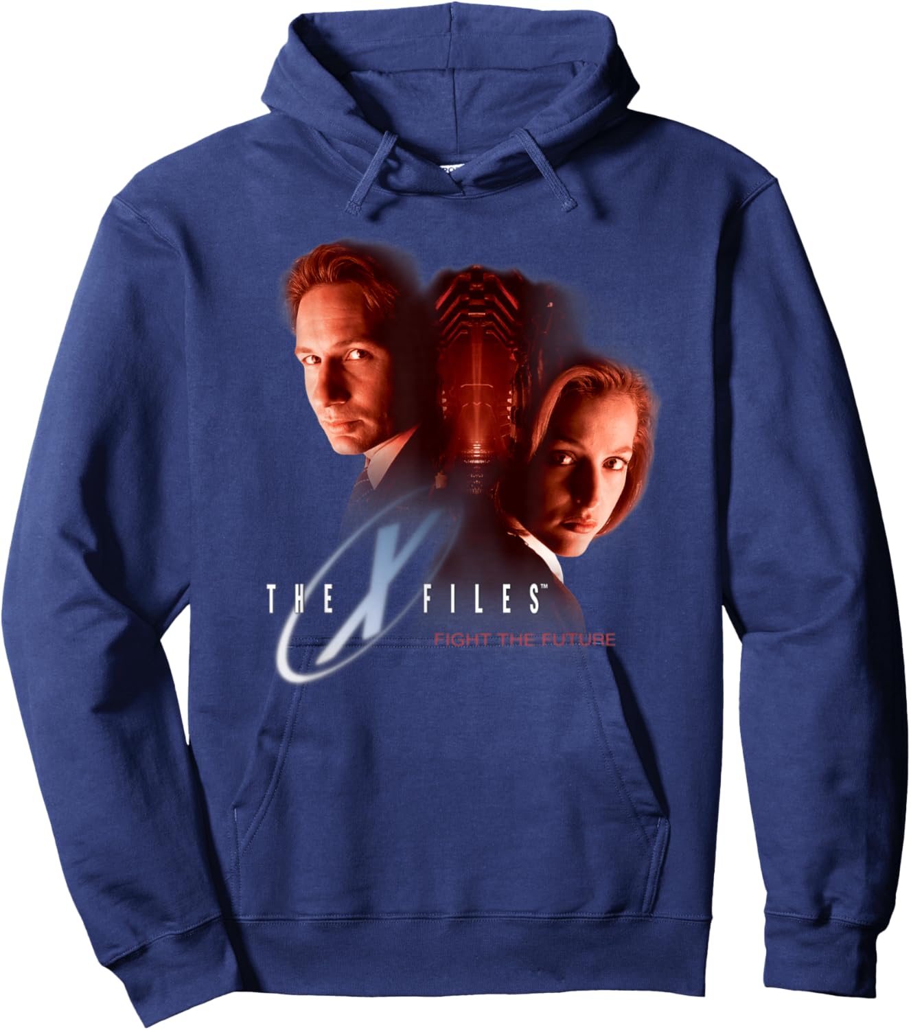 The X-Files Mulder and Scully Fight The Future 90s Hoodie - Hoodie | Navy
