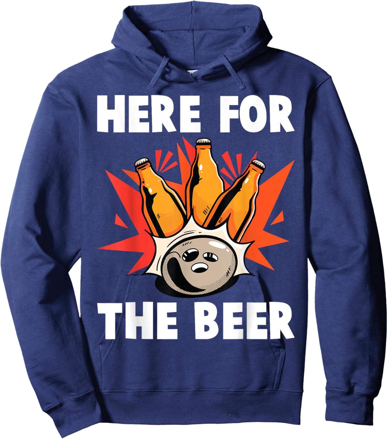 Bowling - Here For The Beer - Bowling Alley - Sports Hoodie - Hoodie | Navy