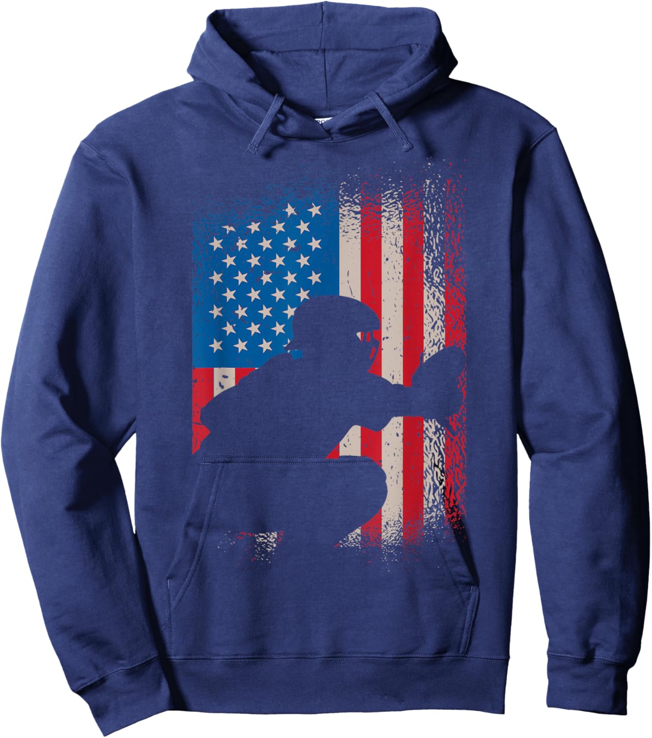 American Flag Baseball Catcher Design - USA Flag Baseball Hoodie - Hoodie | Navy