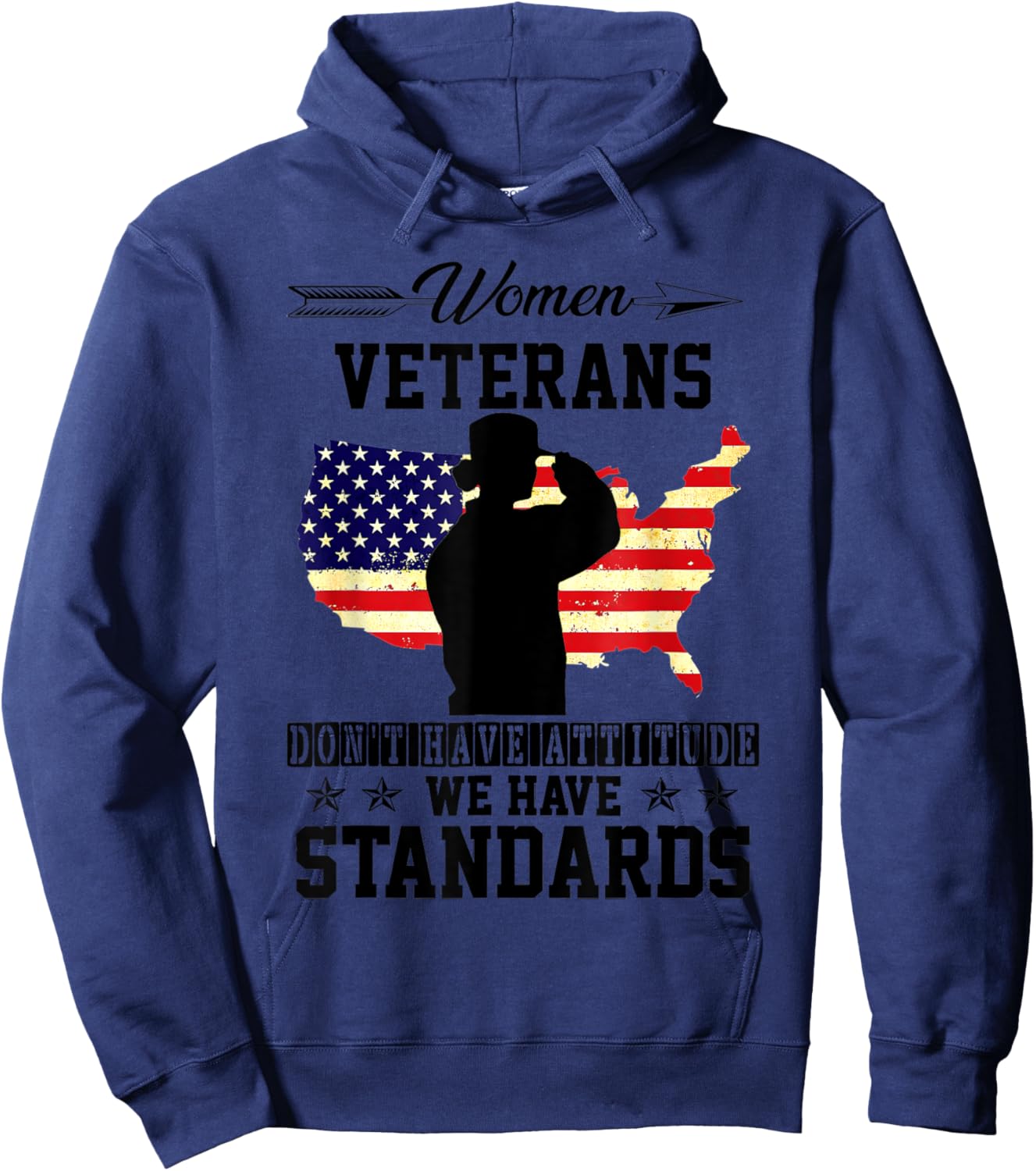 Women Veterans Don't Have Attitude We Have Standards memory Hoodie - Hoodie | Navy