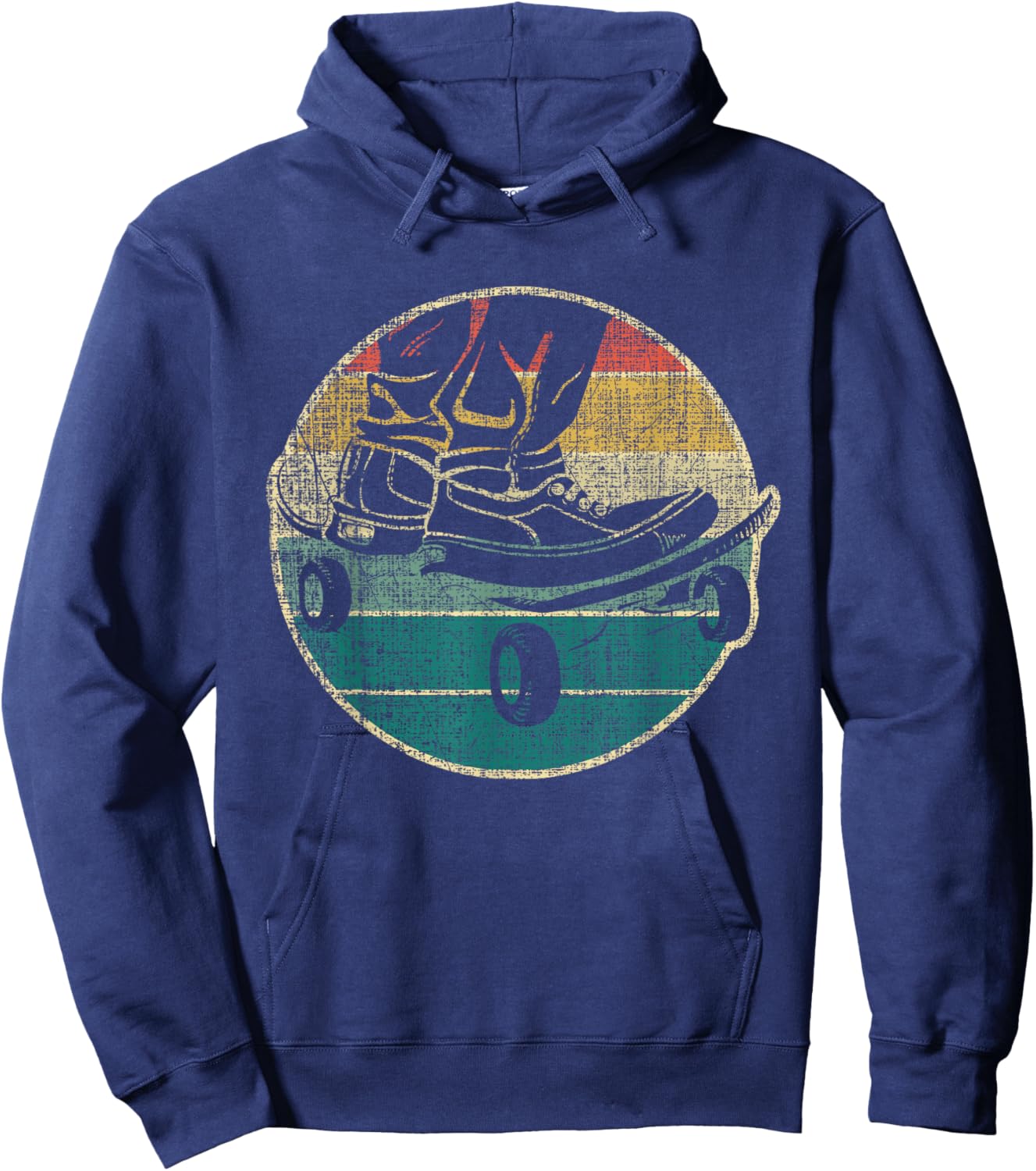 Retro Skateboarder Skateboard Skateboarding Skater Hoodie - Hoodie | Navy