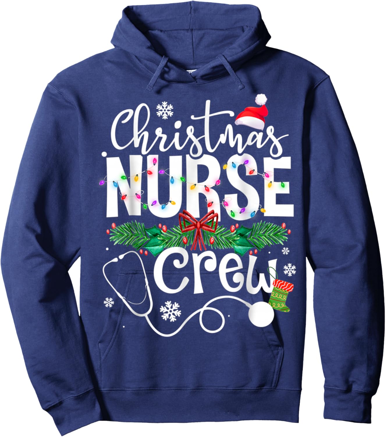 Christmas Nurse Crews Xmas Nursing Matching Holiday Hoodie - Hoodie | Navy