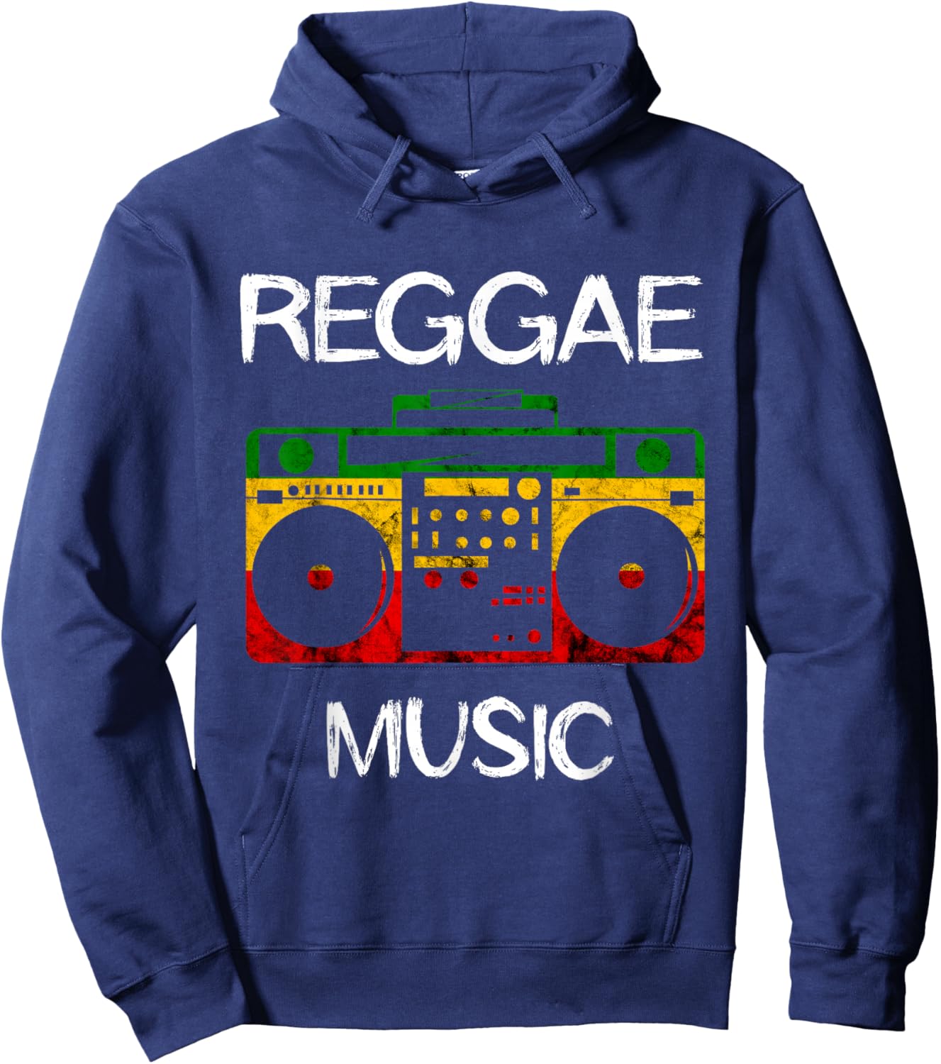 Reggae Music Boombox Music Box Rastafarian Jamaica Reggaeton Hoodie - Hoodie | Navy