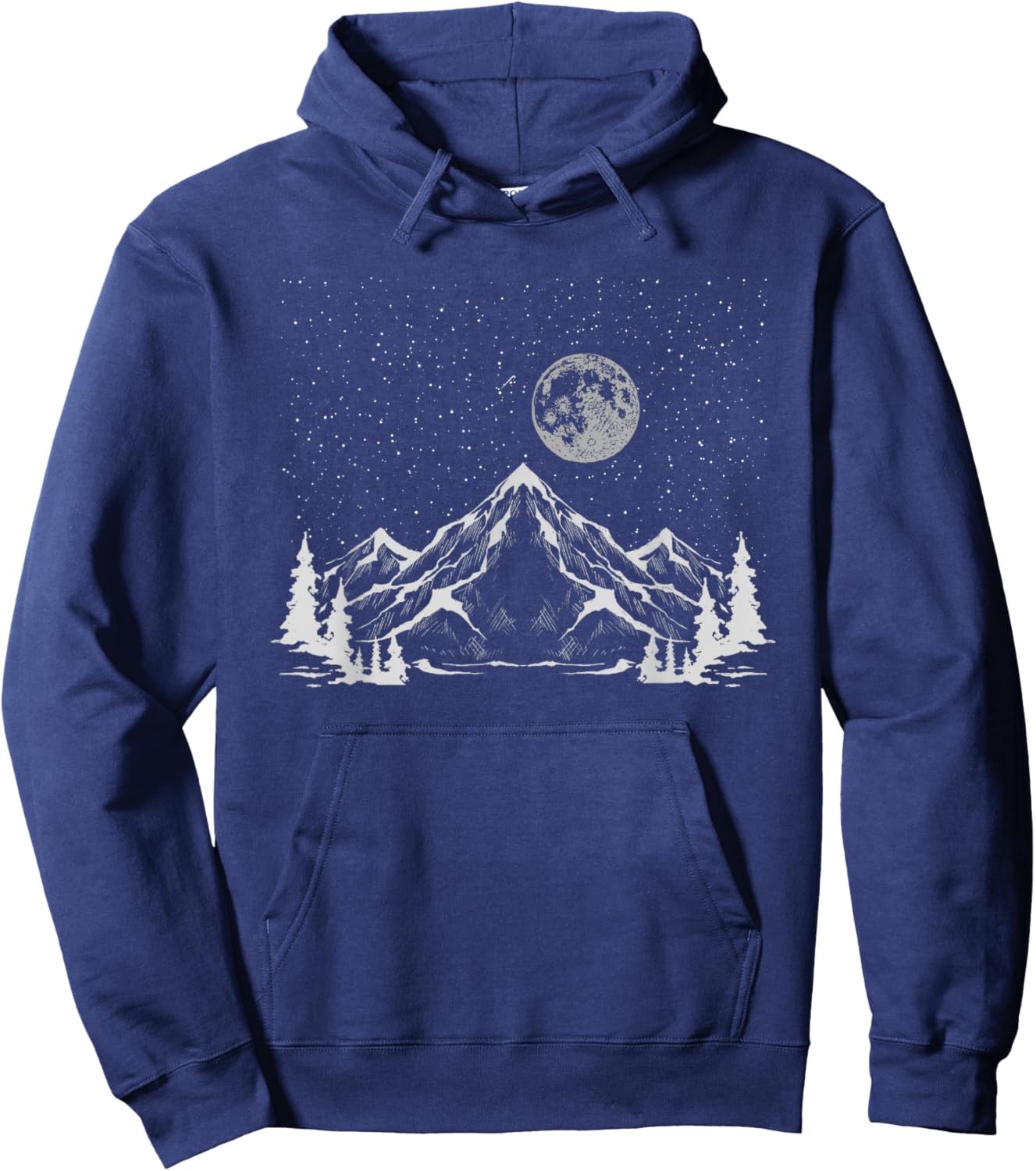 Night Outdoor Nature Trees Mountains Forest Moon Hiking Hoodie - Hoodie | Navy