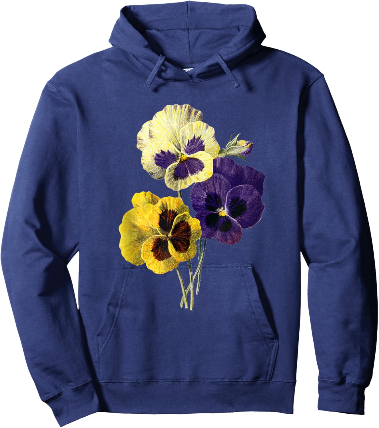 Vintage Pansies Flowers Gardening Gardener Pansy Lover Gift Hoodie - Hoodie | Navy