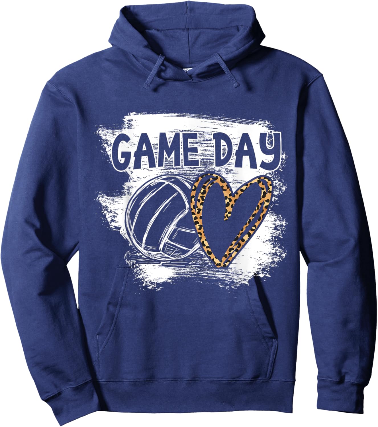Volleyball Game Day Leopard Cheetah Women Volleyball Girl Small Hoodie - Hoodie | Navy