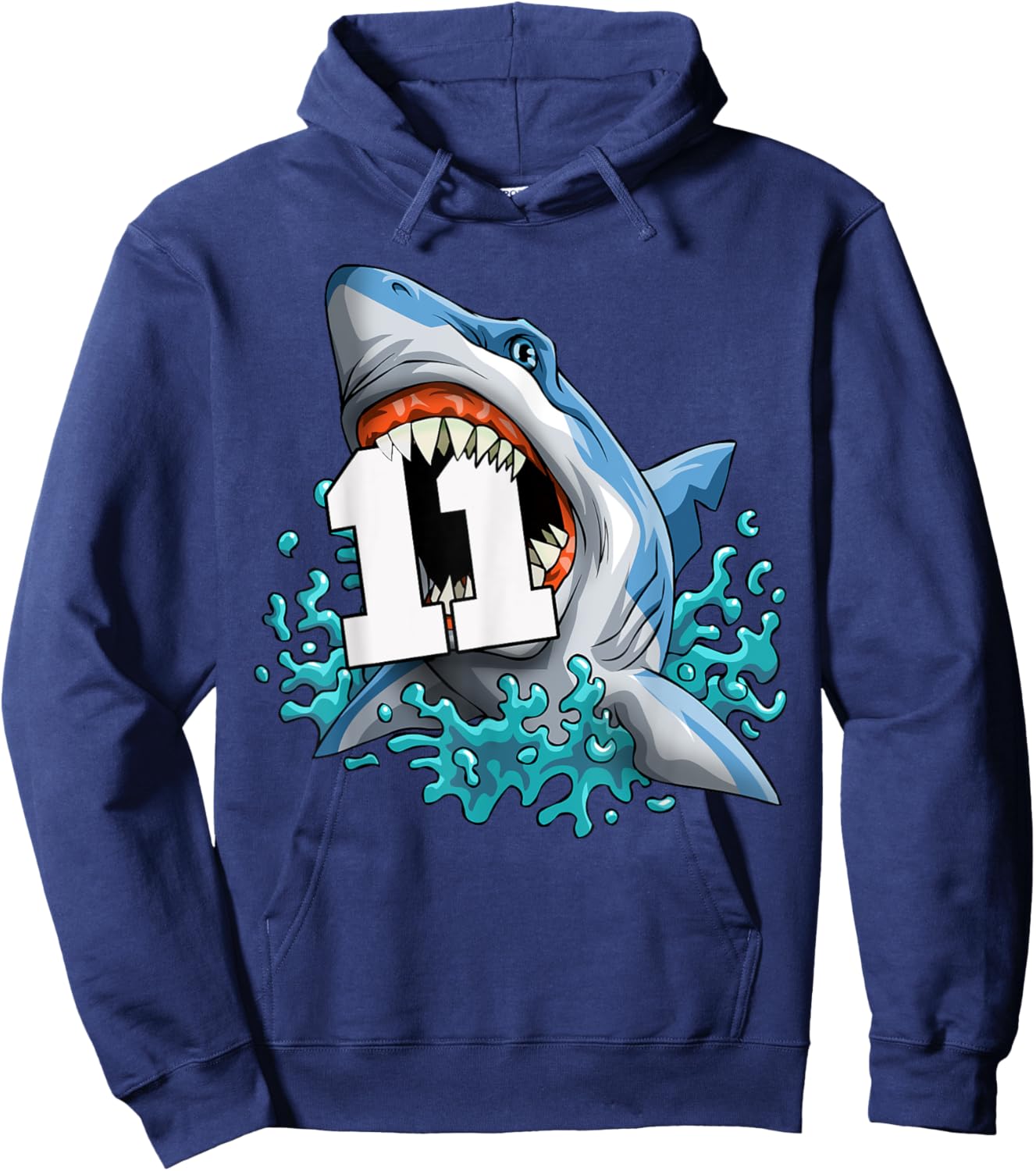 Kids Shark 11th Birthday Boy Funny Shark 11 yrs Old Birthday Hoodie - Hoodie | Navy