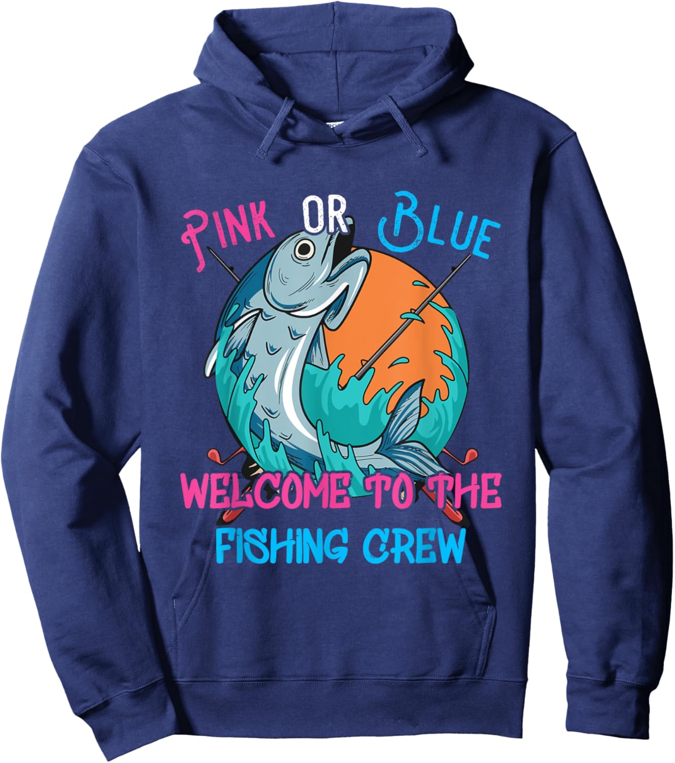 Gender Reveal Fishing Design for a Fishermen Hoodie - Hoodie | Navy