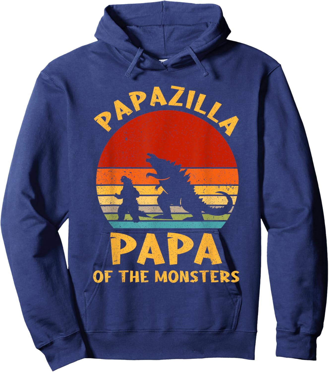Funny Dad Papazilla Papa Of Monsters Halloween Fathers Day Hoodie - Hoodie | Navy