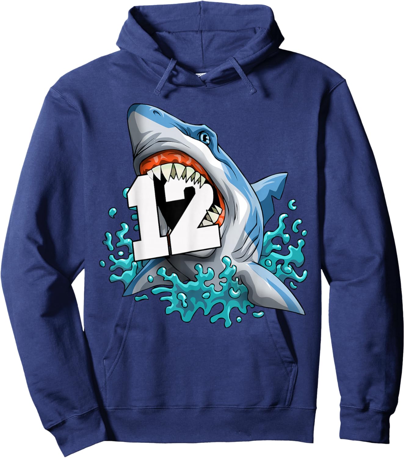 Kids Shark 12th Birthday Boy Funny Shark 12 yrs Old Birthday Hoodie - Hoodie | Navy