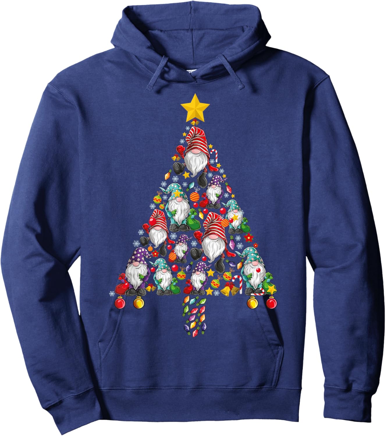 Funny Gnomes Christmas Tree Gnomies Family Xmas Men Kids Hoodie - Hoodie | Navy