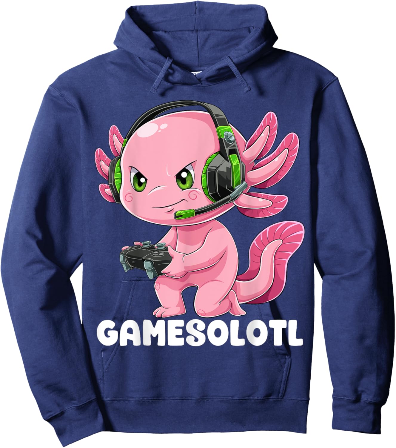 Gamer Axolotl Shirt Gamesolotl Fish Gaming Video Gamer Anime Hoodie - Hoodie | Navy