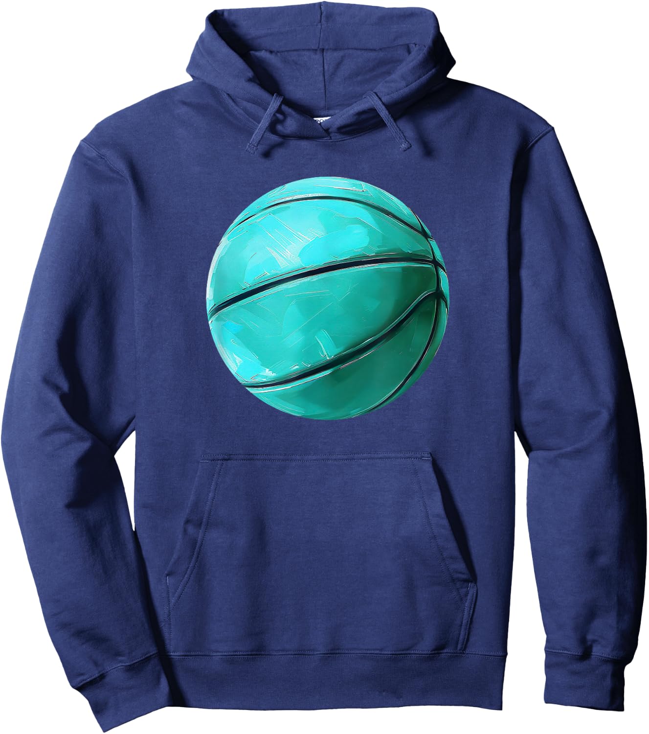 Basketball Ball Sports Teal Turquoise Black Hoodie - Hoodie | Navy