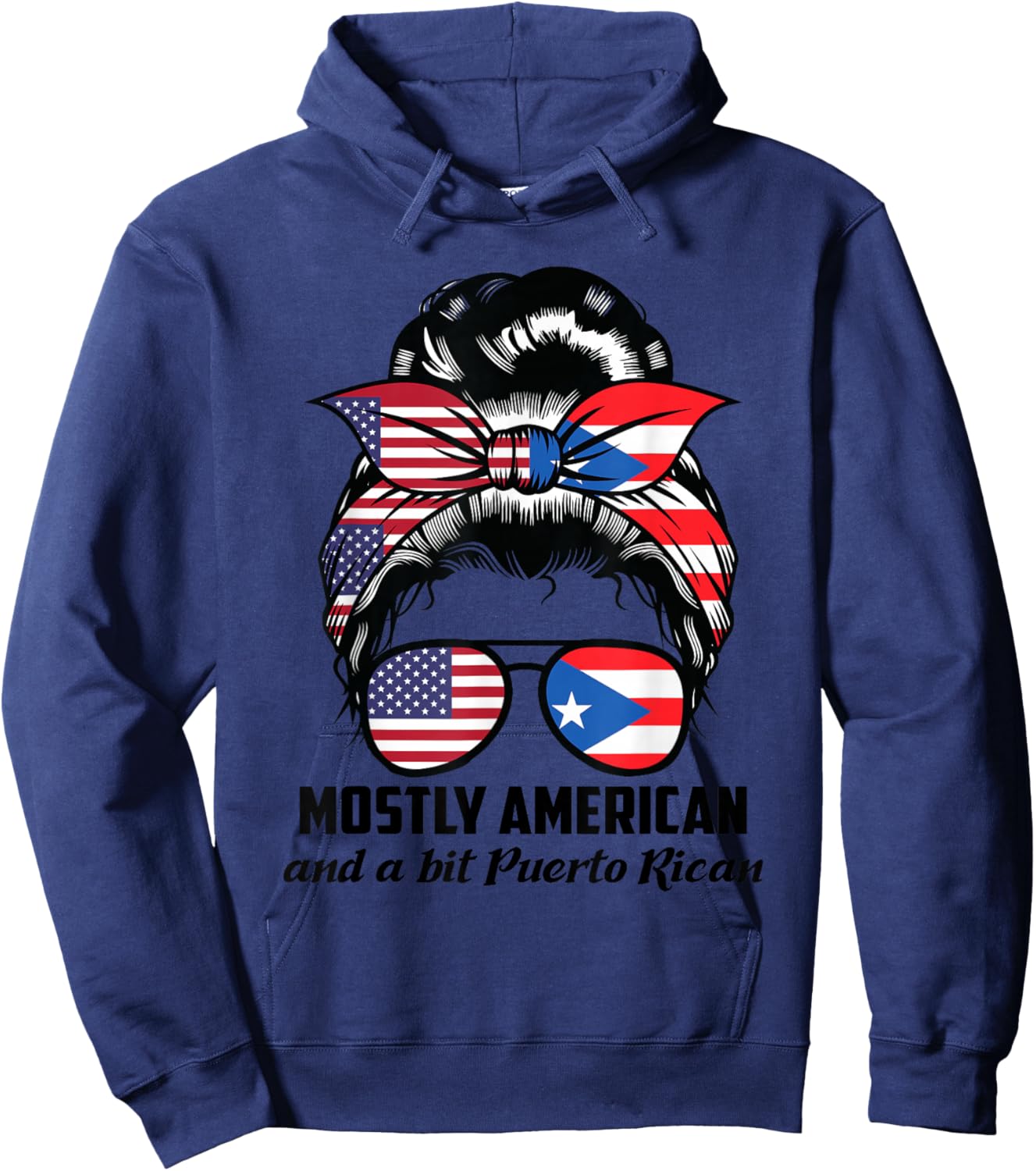 American and bit Puerto Rican Puerto Rican roots Hoodie - Hoodie | Navy
