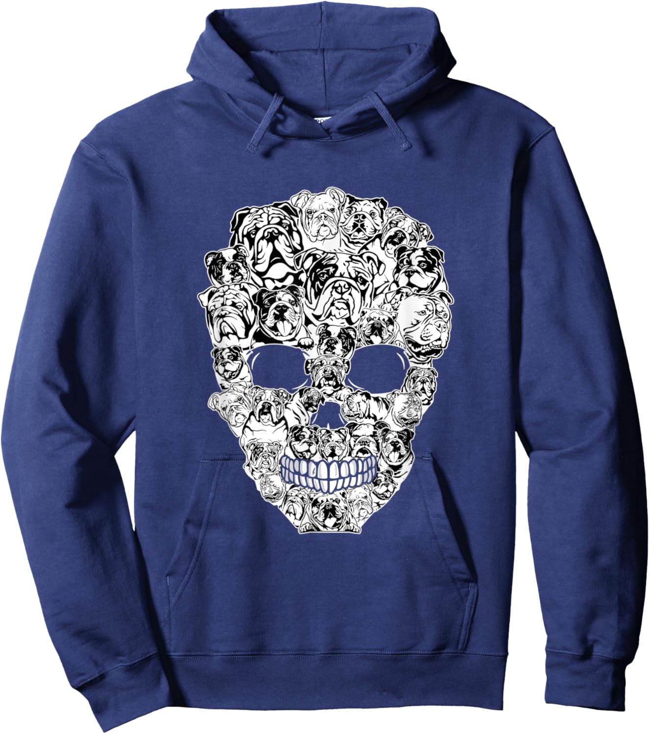 Funny English Bulldog Skull Dog Skeleton Halloween Men Women Kids Hoodie - Hoodie | Navy