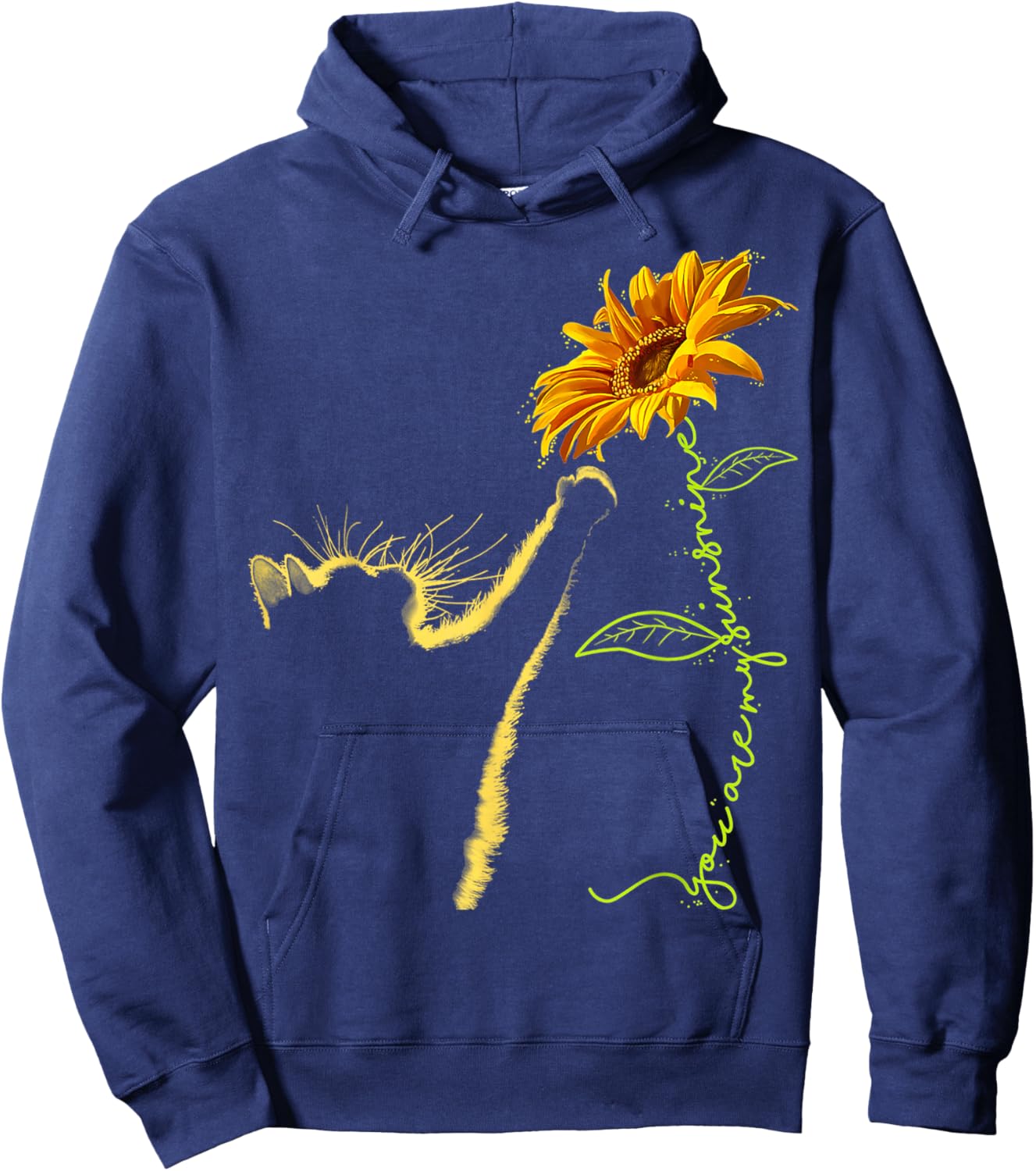 Cat Sunflower Gifts for Cat Lovers, Cat Mom, Cat Lady, Women Hoodie - Hoodie | Navy