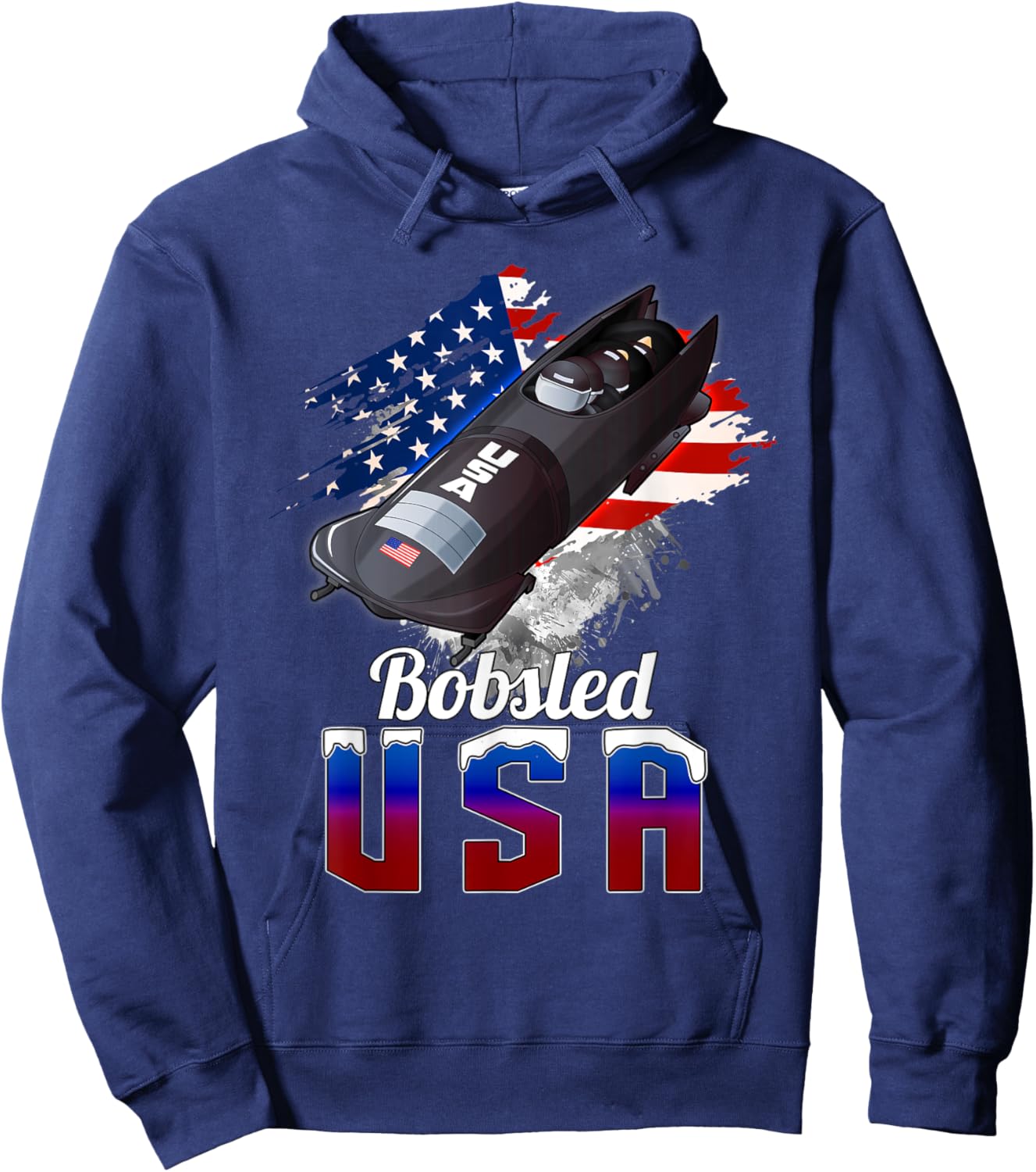 Bobsled Winter Sport USA Flag Gift Apparel Men Women Kid Hoodie - Hoodie | Navy