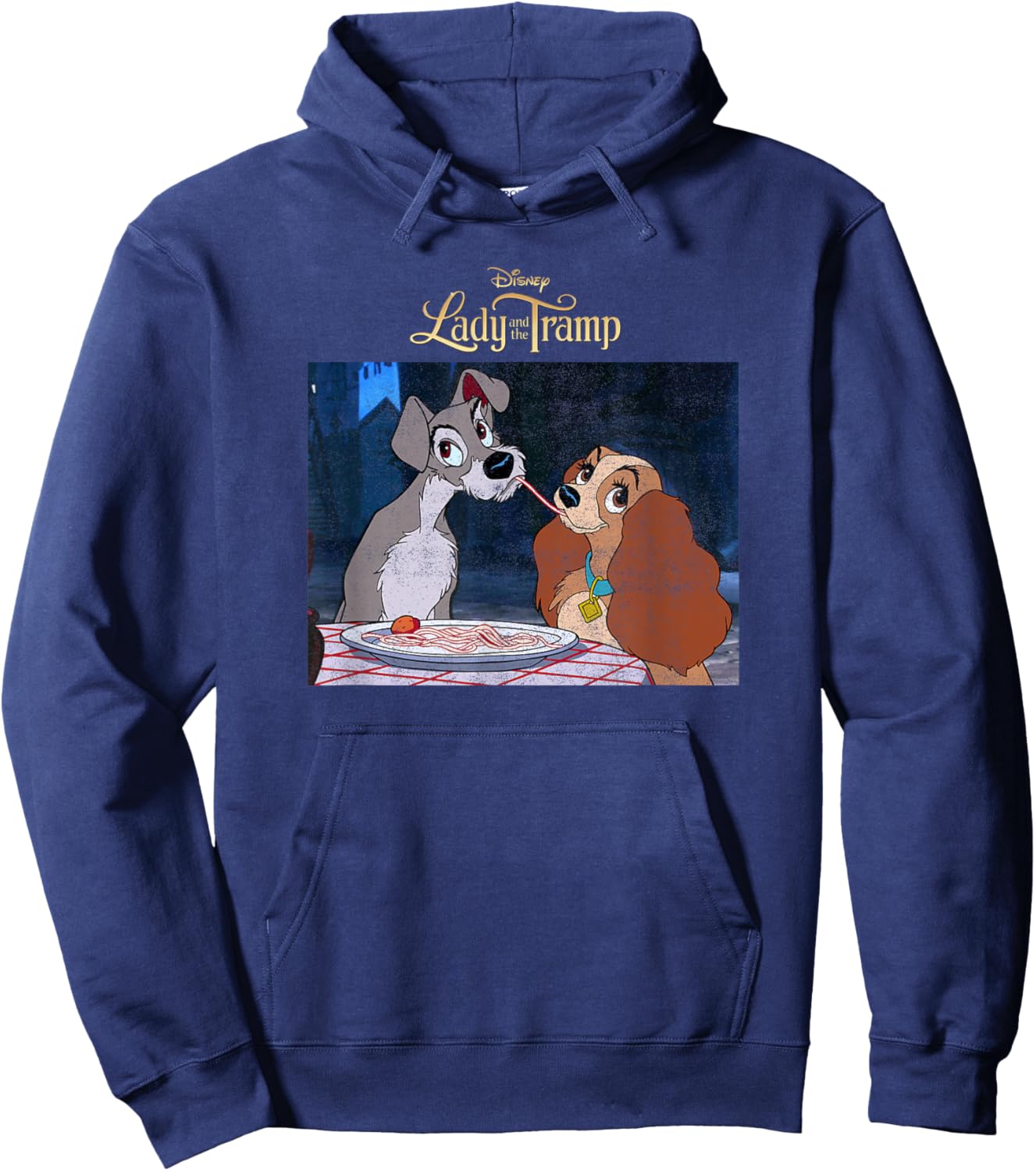 Disney Lady and The Tramp Classic Spaghetti Scene Poster Hoodie - Hoodie | Navy