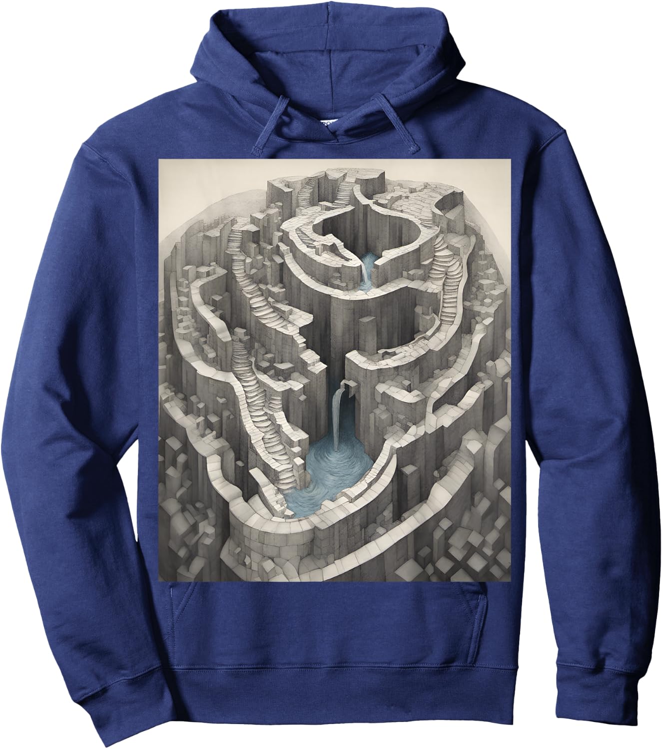Infinite Waterfall Escher Illusion Hoodie - Hoodie | Navy