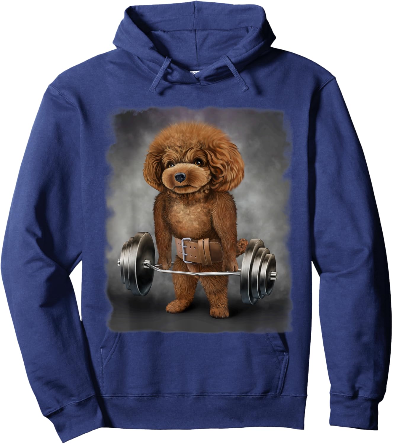 Poodle Dog Muscle Training with Barbell Shrug Bar Fitness Men Women Kids Hoodie - Hoodie | Navy