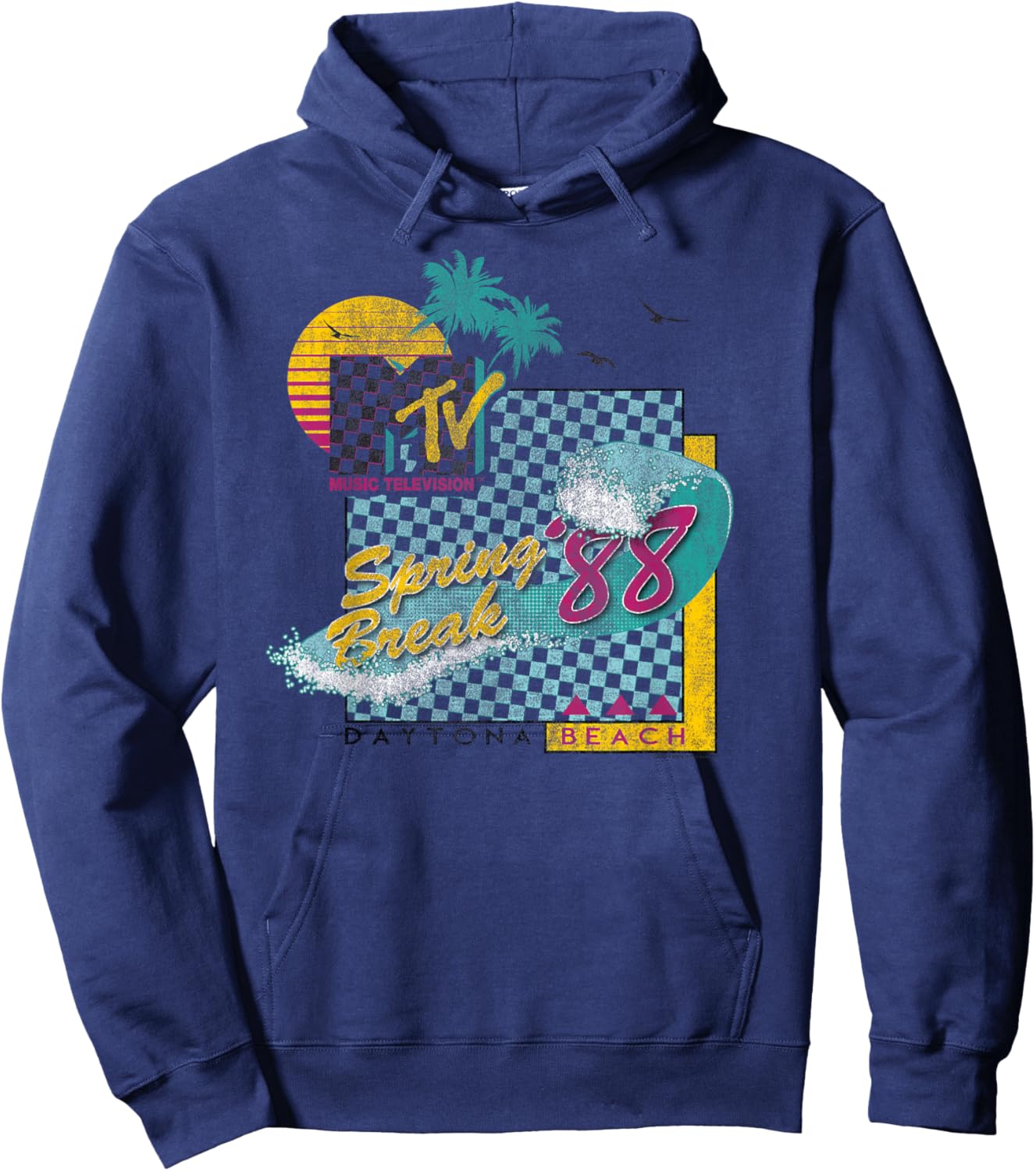 MTV Spring Break '88 Vintage Surf Graphic Hoodie - Hoodie | Navy