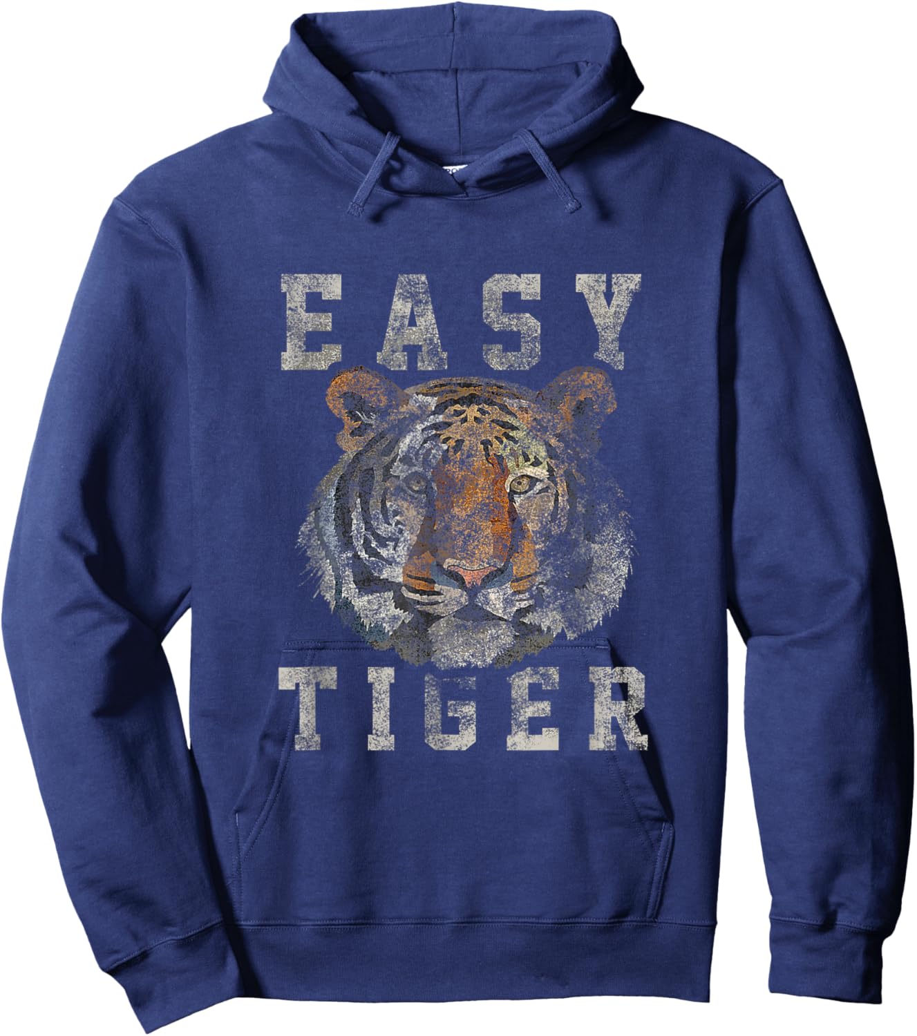 Easy Tiger Distressed Casual-Chic Graphic Hoodie - Hoodie | Navy