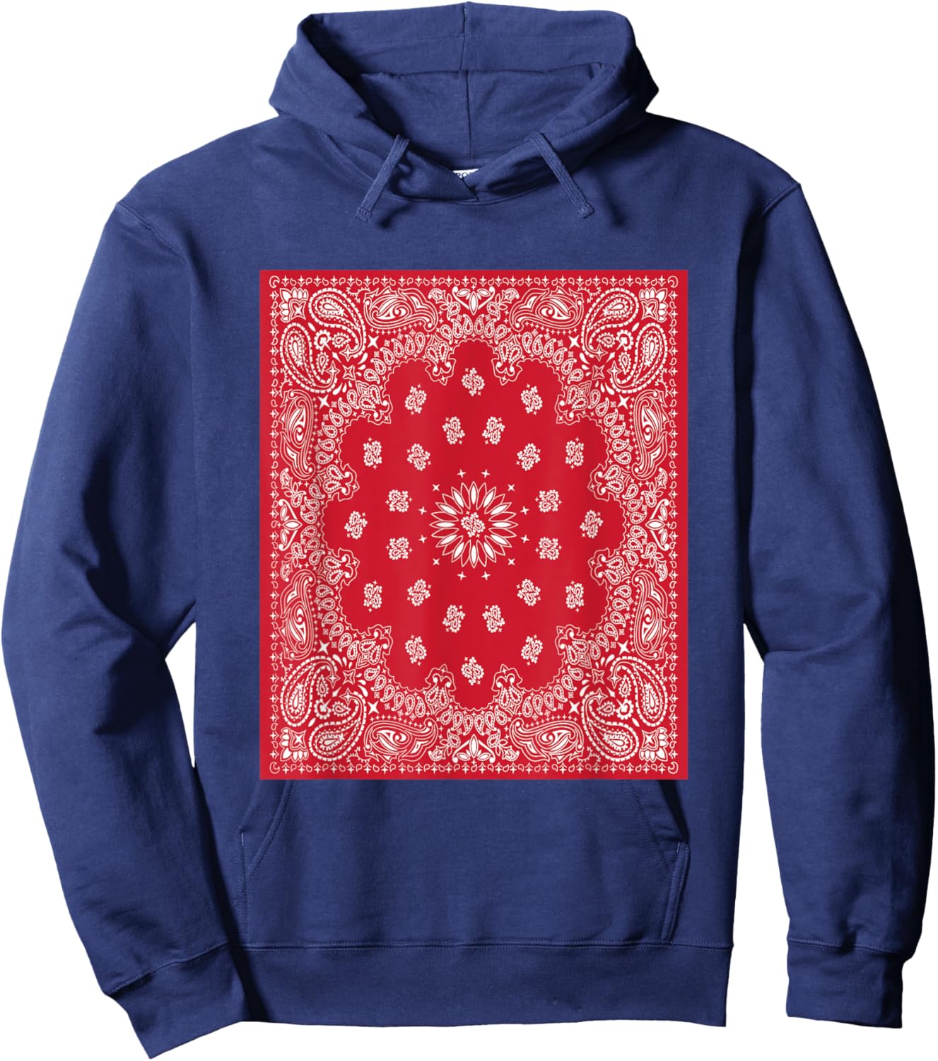 Red Bandana Print White Red Bandana Clothing Outfit OG Blood Hoodie - Hoodie | Navy