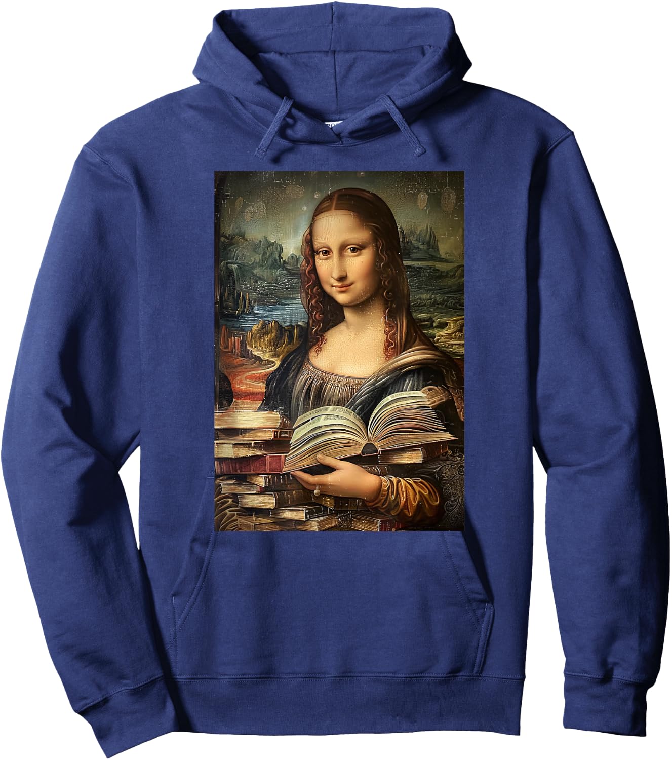 Funny Books Mona Lisa Painting Art Mom Dad Hoodie - Hoodie | Navy