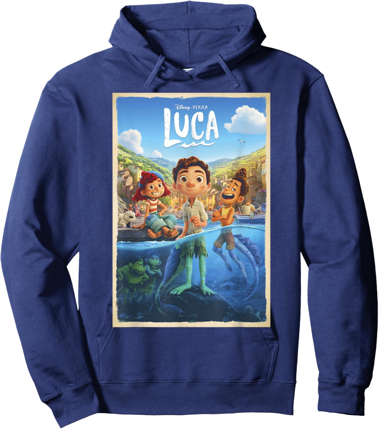 Disney Pixar Luca Movie Poster Small Hoodie - Hoodie | Navy