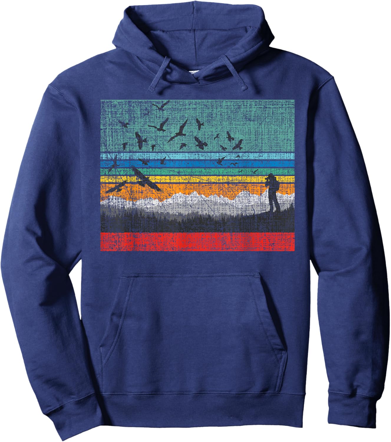Retro Birding Bird Watching Bird Watcher Birder Hoodie - Hoodie | Navy