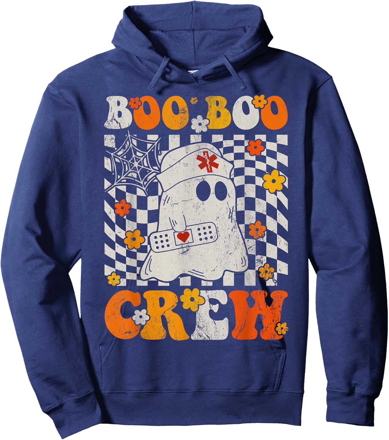 Retro Boo Boo Crew Halloween Nurse Funny Hoodie - Hoodie | Navy