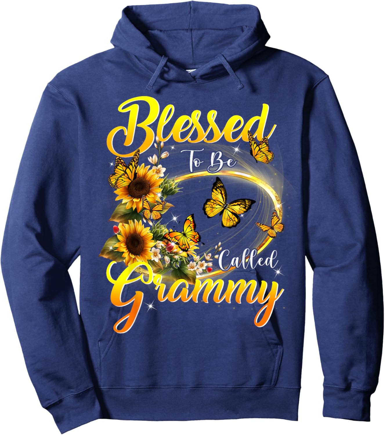 Blessed to be called Grammy Shirt Sunflower Lovers Grandma Hoodie - Hoodie | Navy