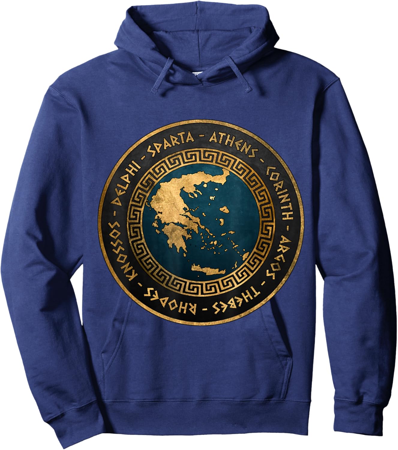 Agema Apparel Ancient Greek Cities of Ancient Greece , Black Hoodie - Hoodie | Navy