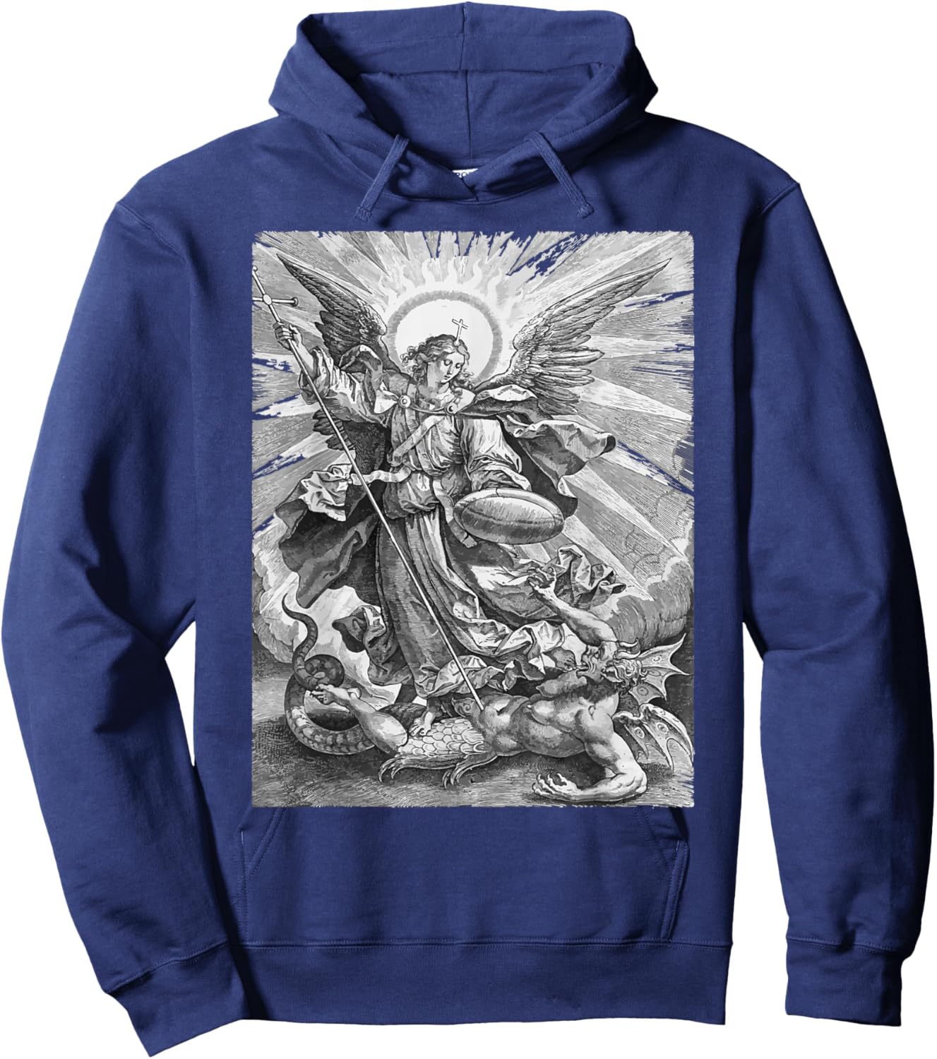 St Saint Michael the Archangel Catholic Angel Warrior Hoodie - Hoodie | Navy