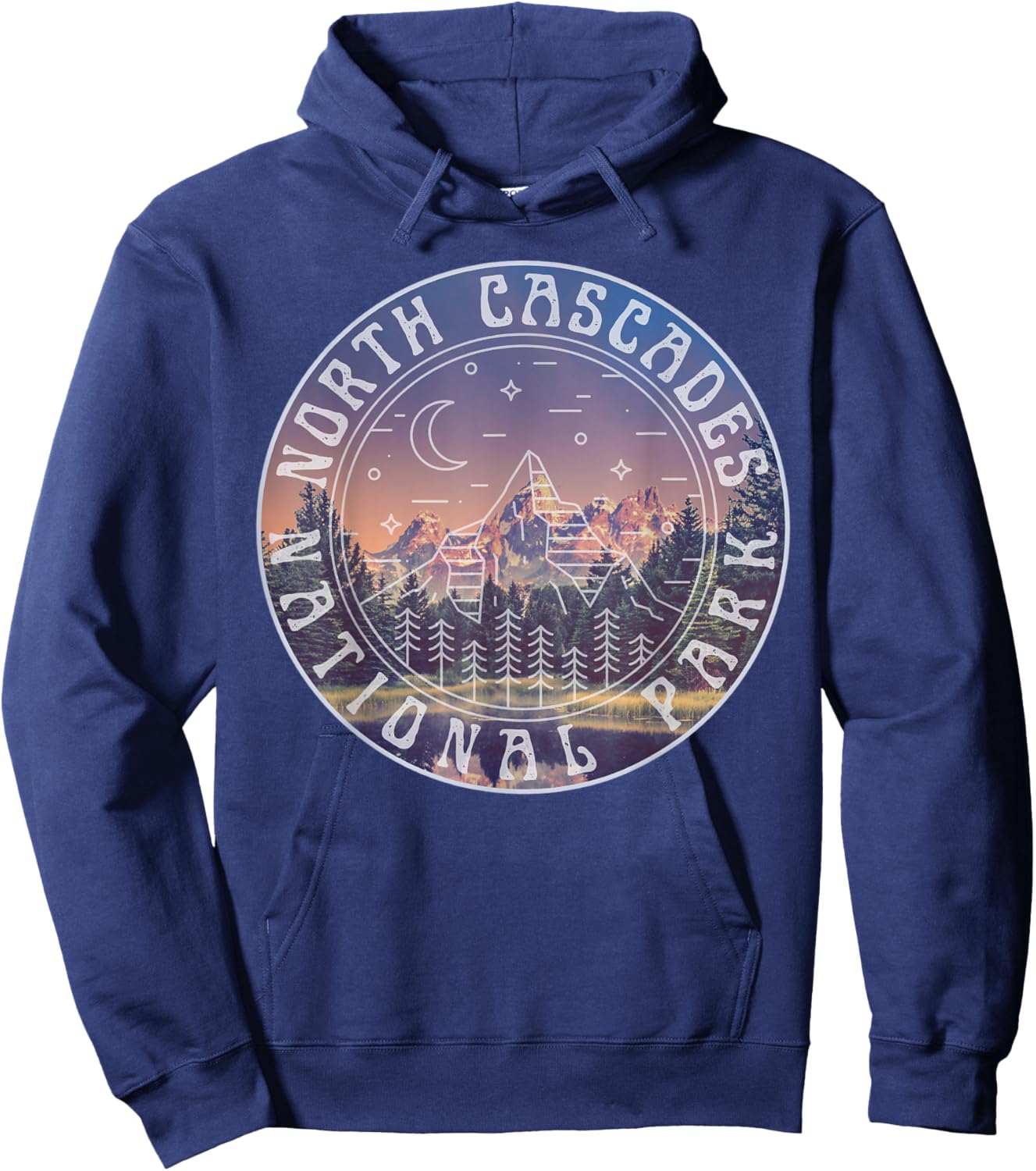 North Cascades National Park Washington Mountains Hiking Hoodie - Hoodie | Navy