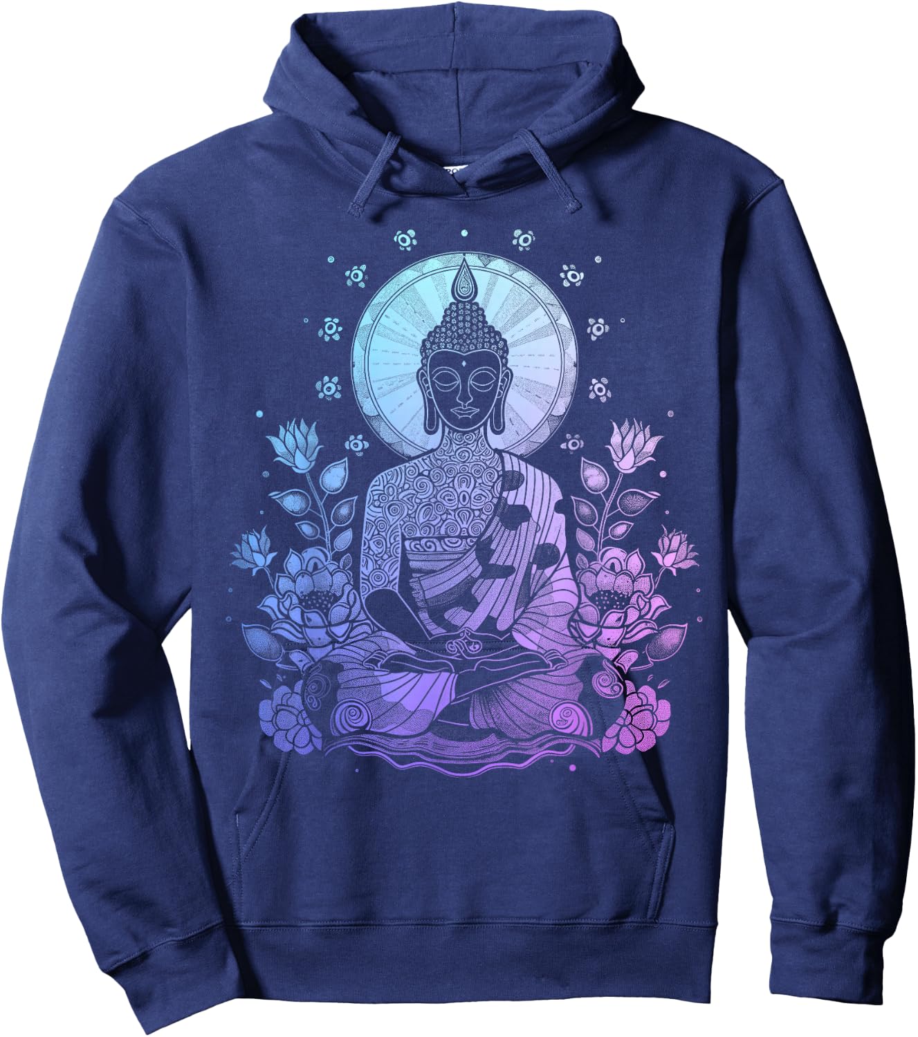 Buddha Floral Vintage Flower Yoga Buddhism Yogi Buddhist Hoodie - Hoodie | Navy