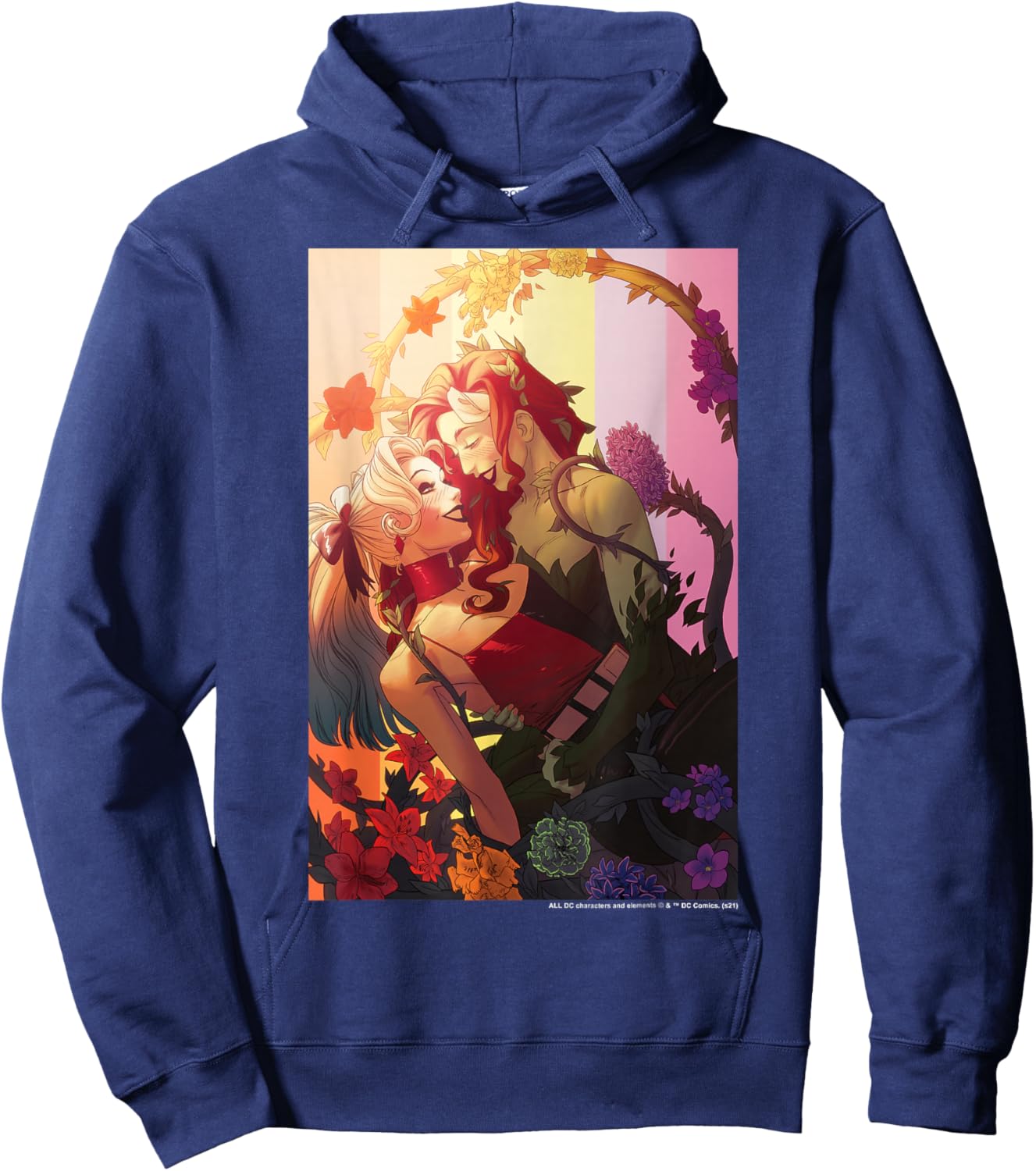 DC Comics Pride Harley Quinn & Poison Ivy Intertwined Hoodie - Hoodie | Navy