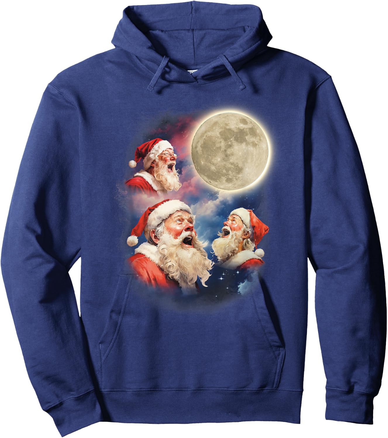 Santa Howling At The Moon Unusual Santas Weird Christmas Hoodie - Hoodie | Navy