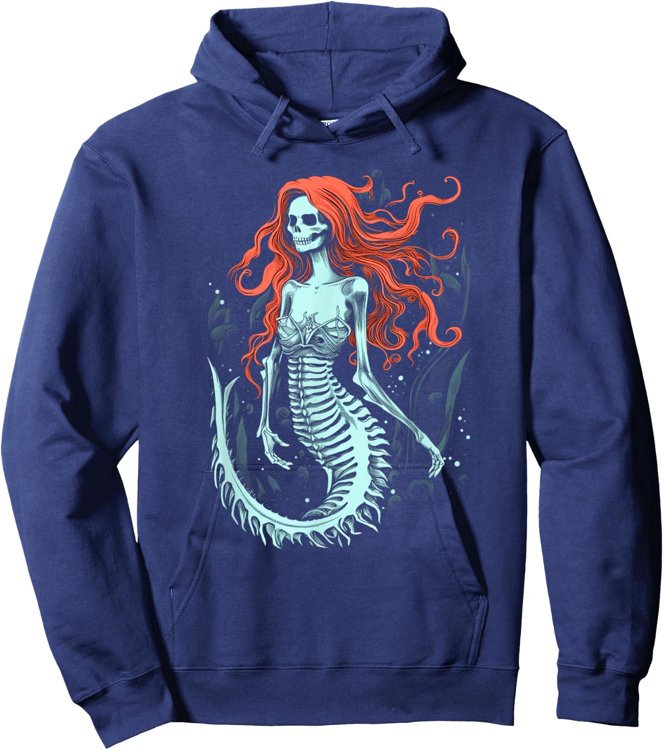 Zombie Mermaid Scary Costume Skeleton Fantasy Spooky Party Hoodie - Hoodie | Navy