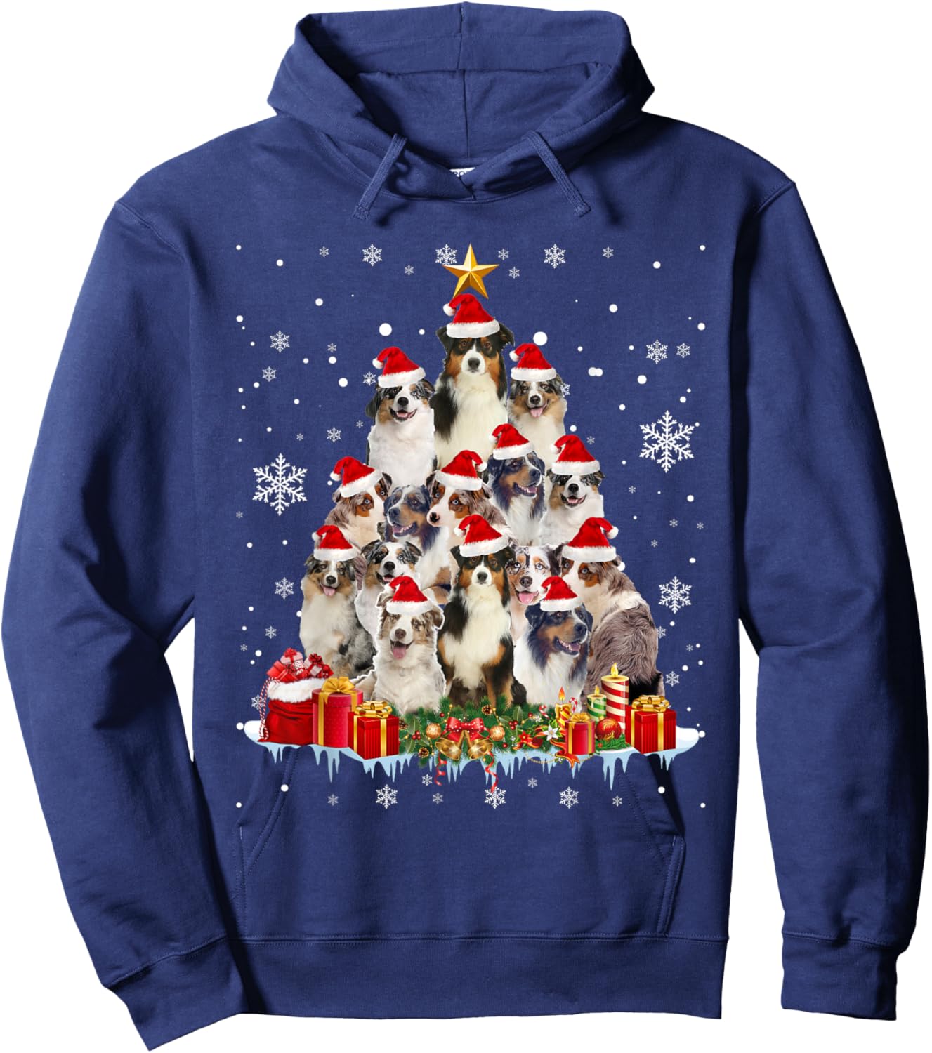 Aussie Christmas Tree Funny Xmas Gifts For Dog Lover Women Kids Hoodie - Hoodie | Navy