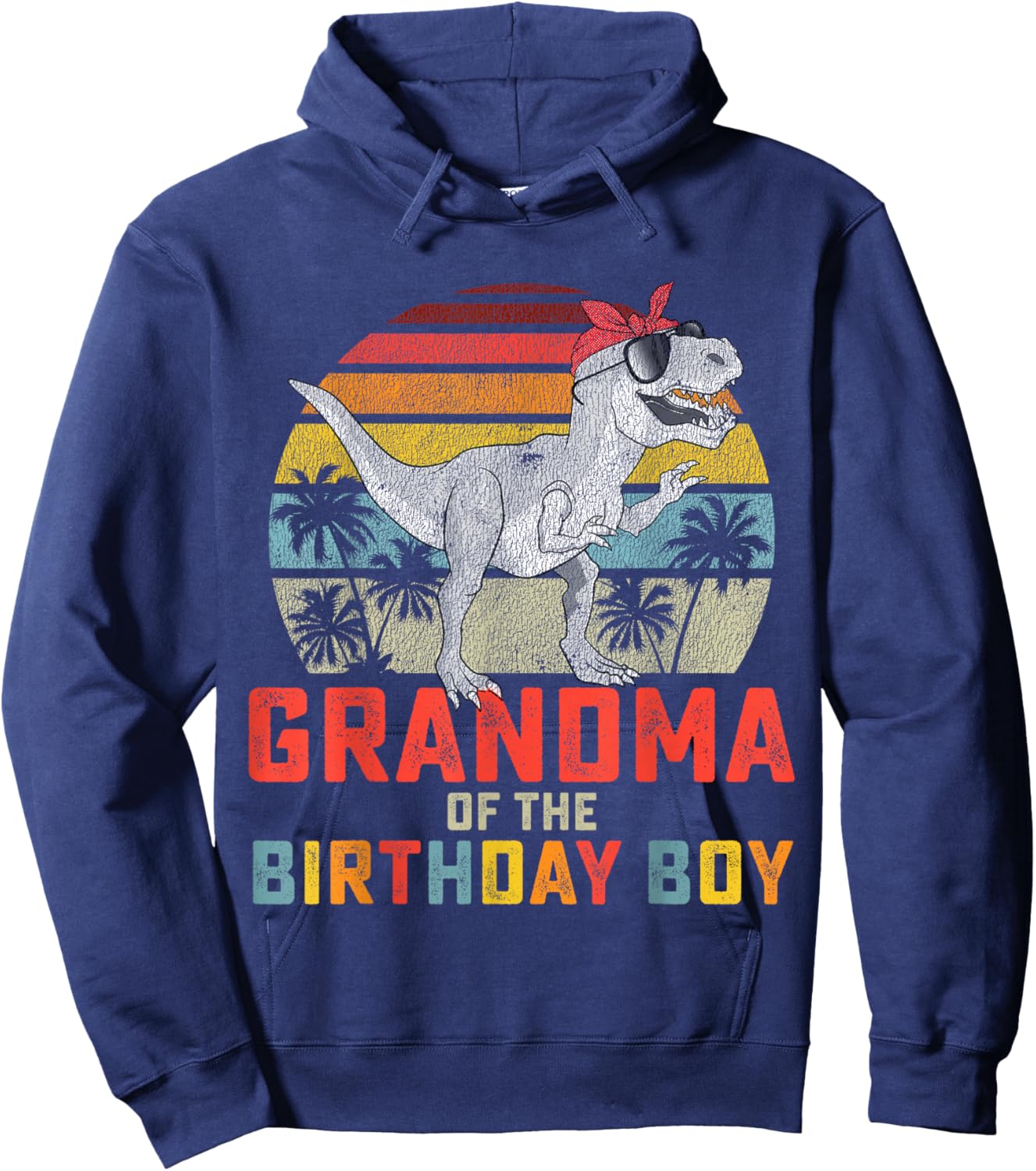 Grandma Dinosaur of the Birthday Boy Matching Family Hoodie - Hoodie | Navy