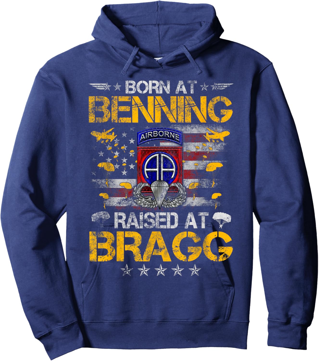 82nd Airborne Veteran Born At Ft Benning Raised Fort Bragg Hoodie - Hoodie | Navy