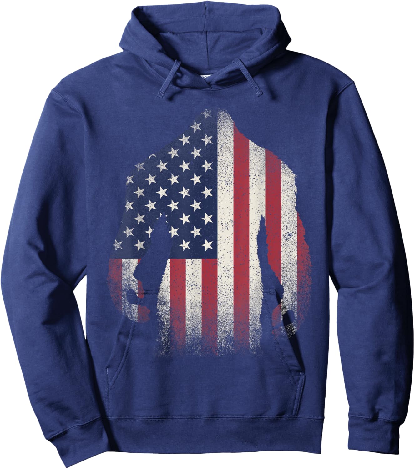 Bigfoot American Flag USA Patriotic Sasquatch Hoodie - Hoodie | Navy