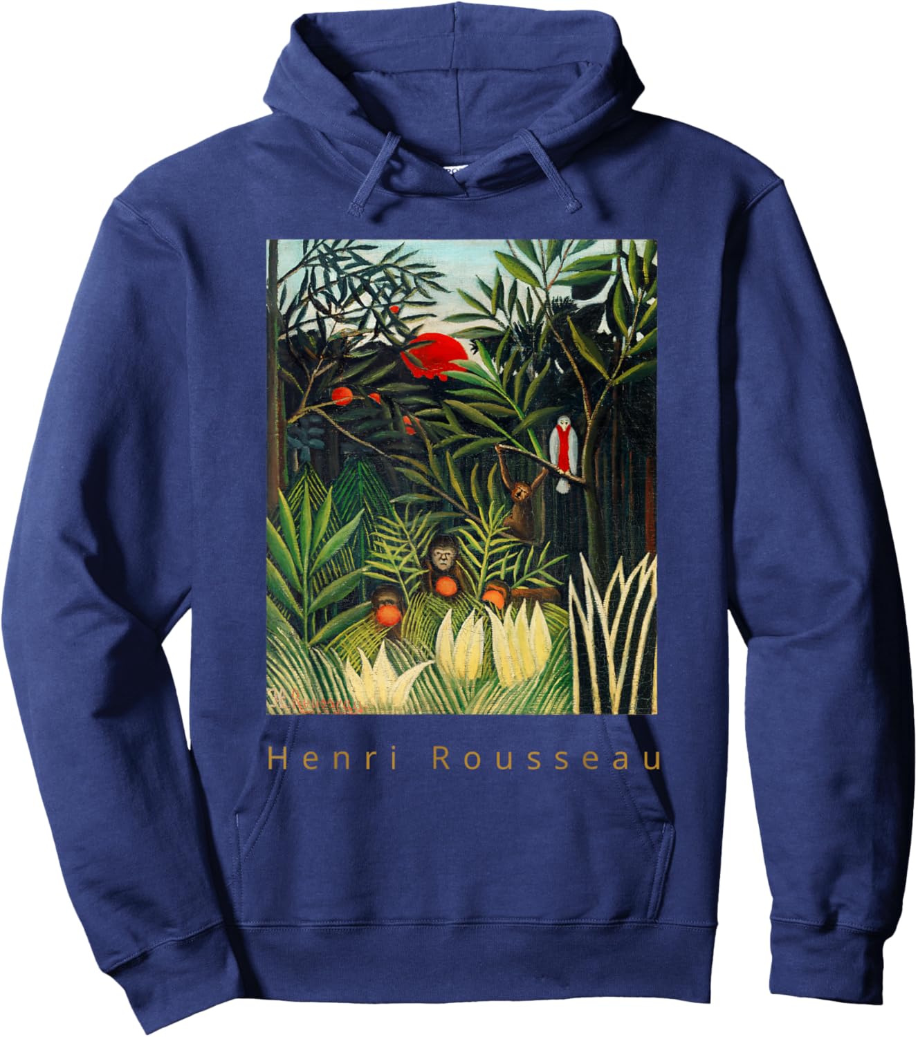 Henri Rousseau Monkeys and Parrot in the Forest Hoodie - Hoodie | Navy