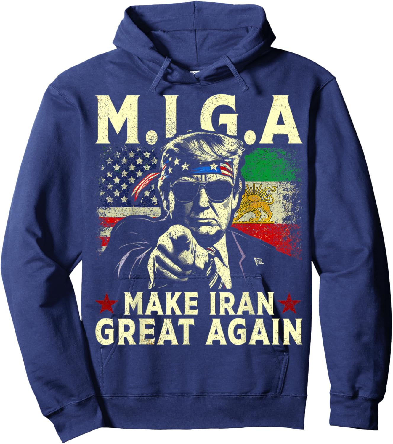 MIGA Make Iran Great Again Vintage T-Shirt - Hoodie | Navy