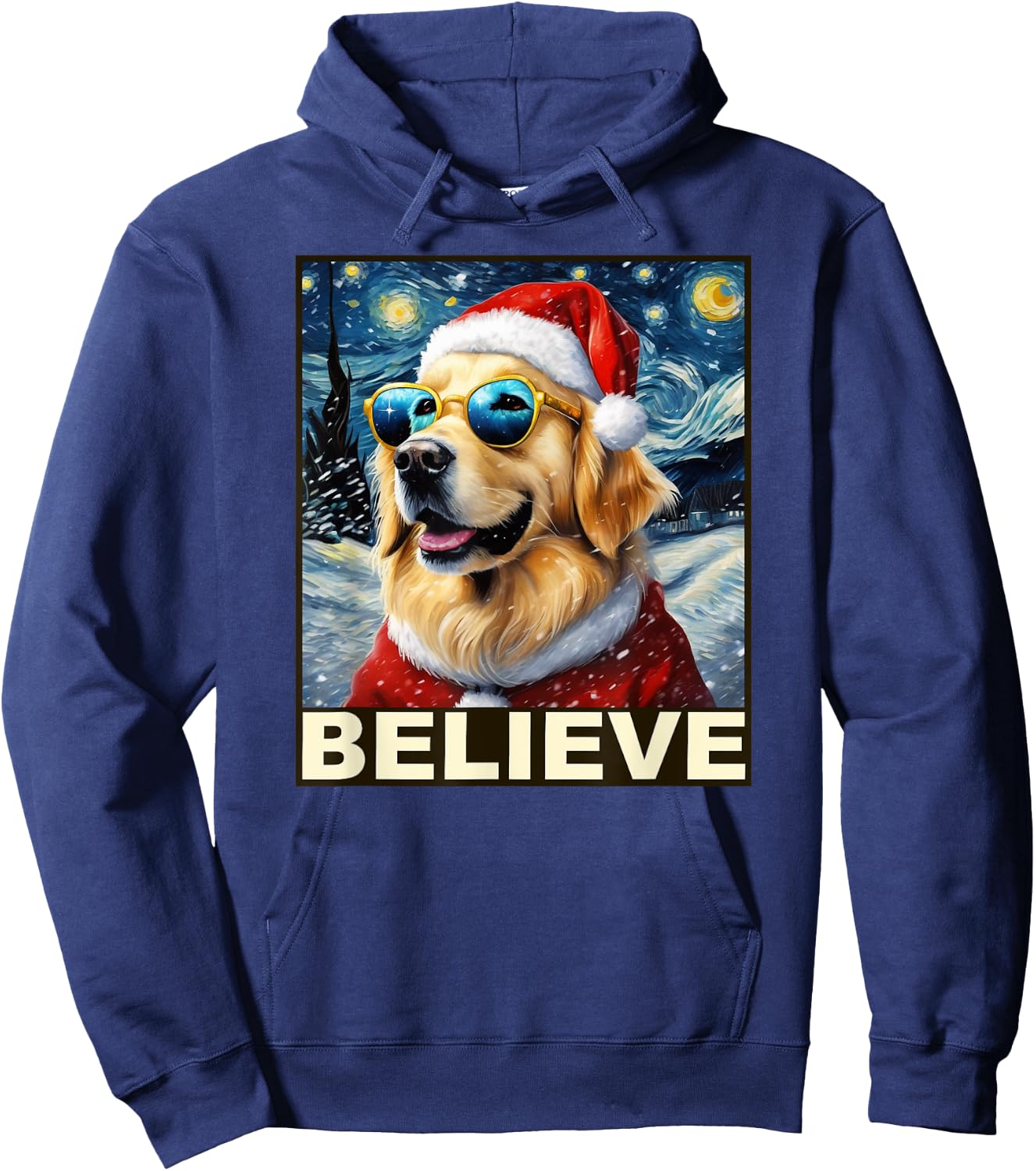 Golden Retriever Shirt Believe Santa Claus Believe Christmas Hoodie - Hoodie | Navy