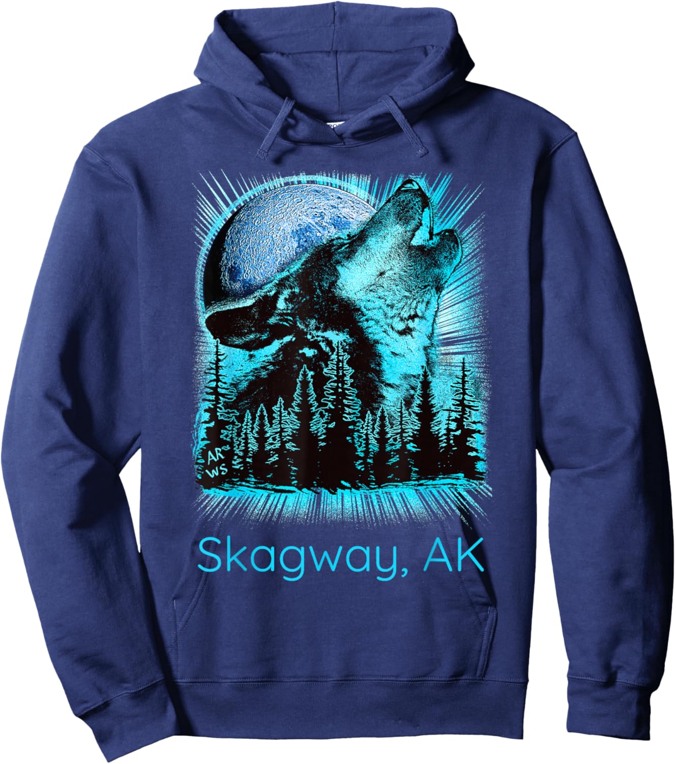 Skagway Alaska Howling Wolf Moon Forest Nature Lover Hoodie - Hoodie | Navy