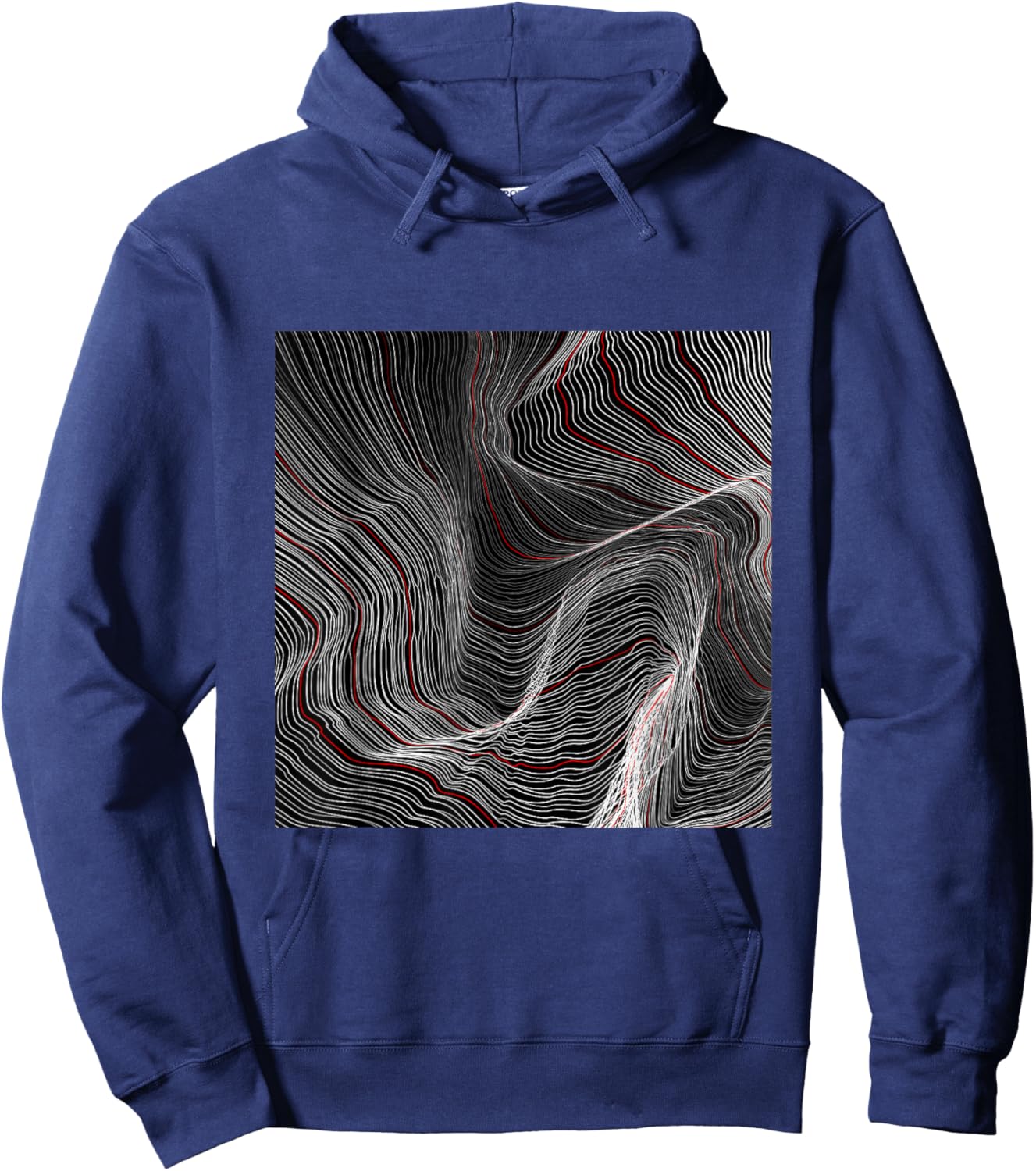 Cool Abstract Black Square With Waves Graphic Cool Designs Hoodie - Hoodie | Navy